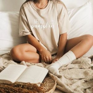 NWOT Fall Pumpkin T-Shirt | Short Sleeve Crewneck Tee | Beige Fall Tshirt